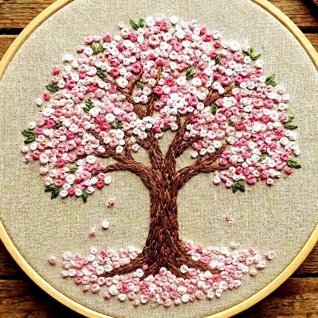 Cherry Blossom Tree Hand Embroidery Pattern, Sakura Design (PDF Pattern ...