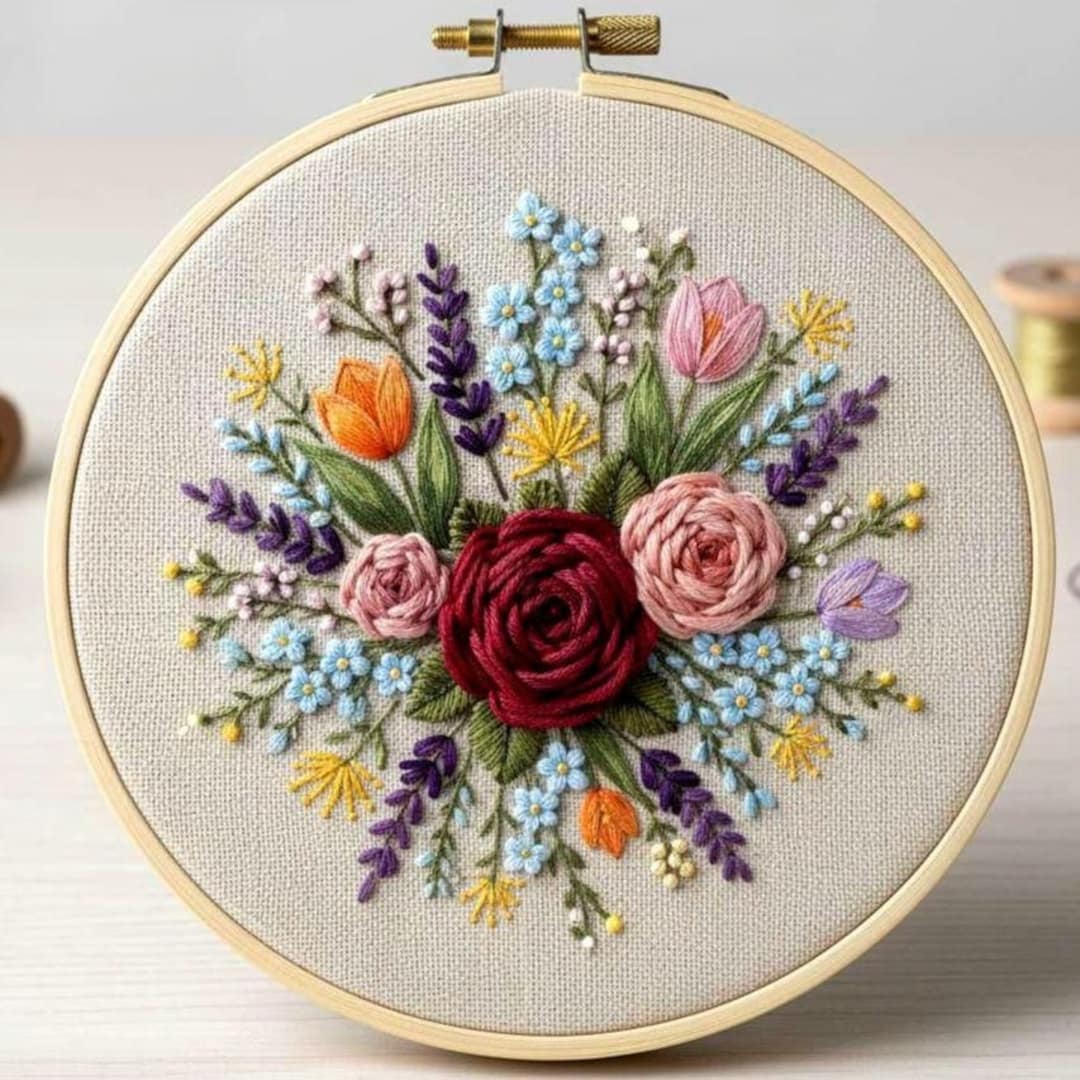 Wildflower Bouquet Embroidery Pattern | Floral Hoop Art (PDF) - Etsy