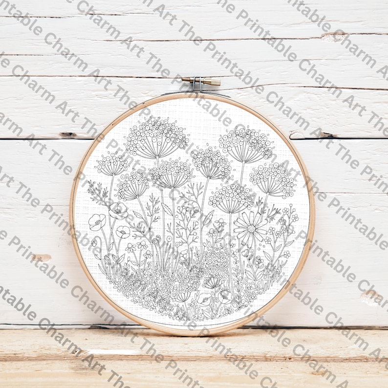 Wildflower Meadow Embroidery Pattern PDF – Botanical Floral Hoop Art - Etsy