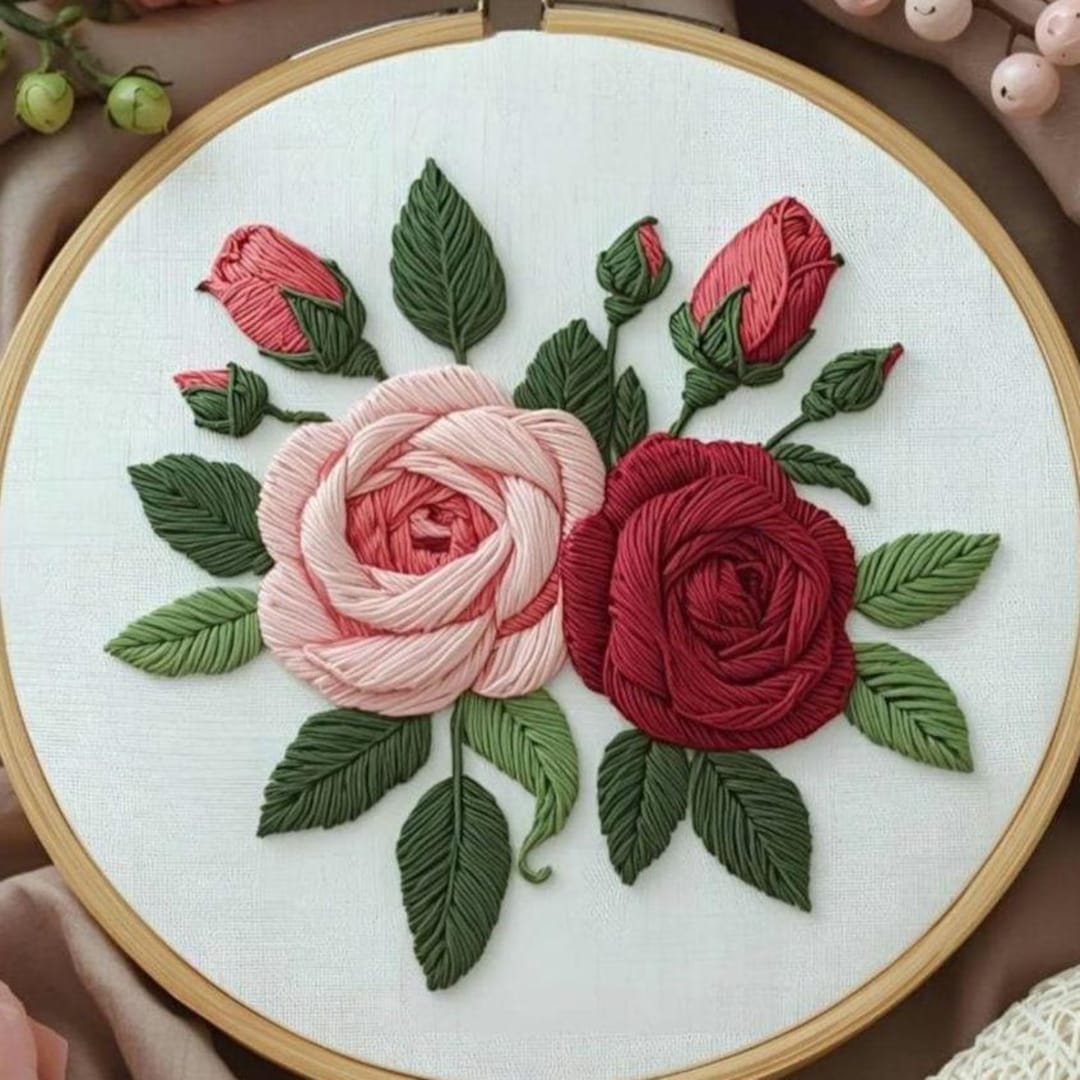 Embroidery Roses Pattern Rose Hand Embroidery Pattern for Beginners | Floral Hoop Art | Instant ...