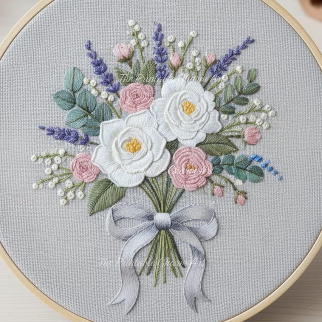 Floral Bouquet Hand Embroidery Pattern, Beginner Friendly (PDF Pattern ...