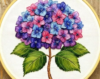 Hydrangea Flower Embroidery Pattern, Needlework Hoop Art, Home Decor Idea (PDF)