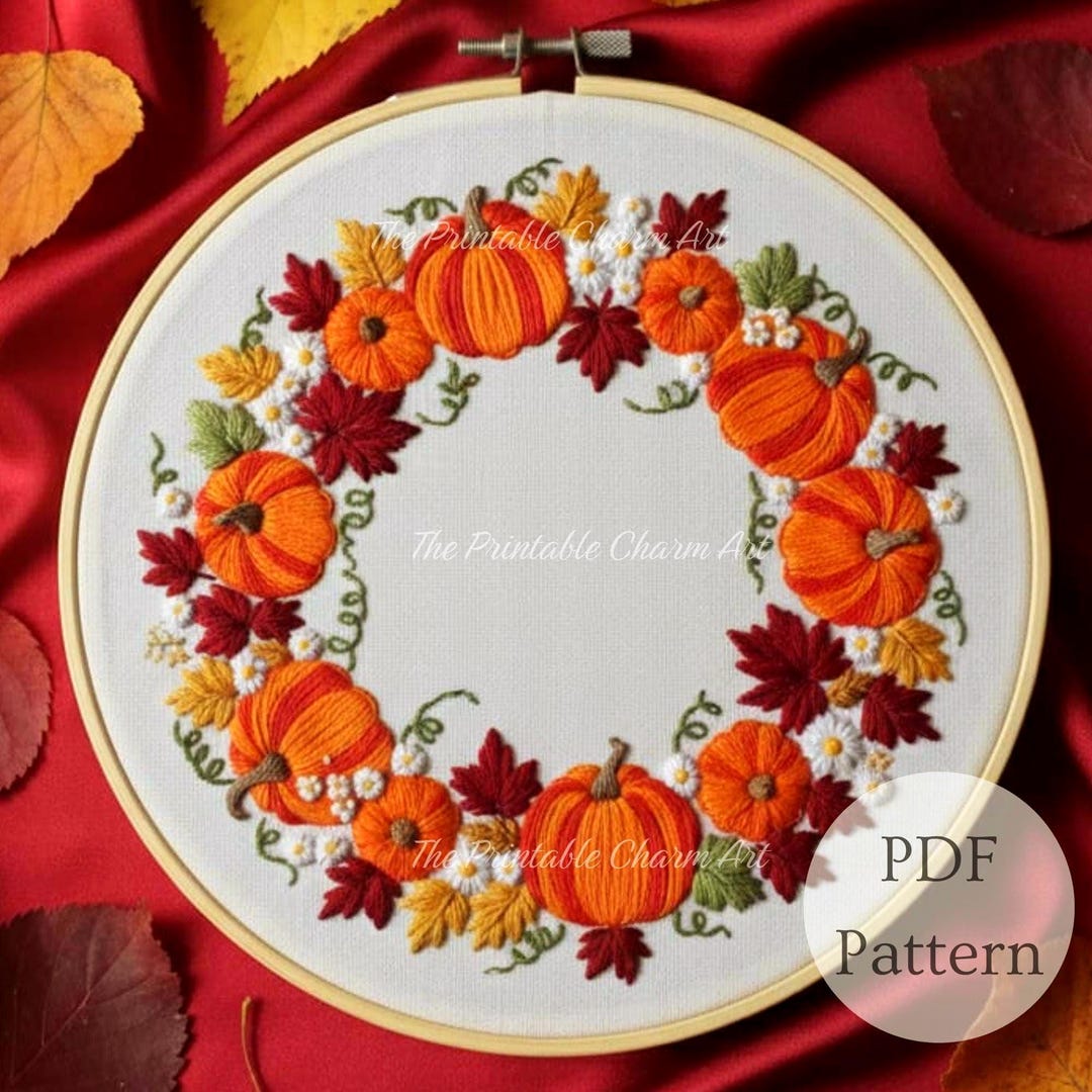 Pumpkin Embroidery Pattern: Autumn Hand Embroidery Design (PDF) - Etsy