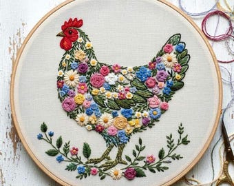 鶏の刺繍パターン 即時ダウンロード | 鶏の手刺繍パターン - Etsy 日本