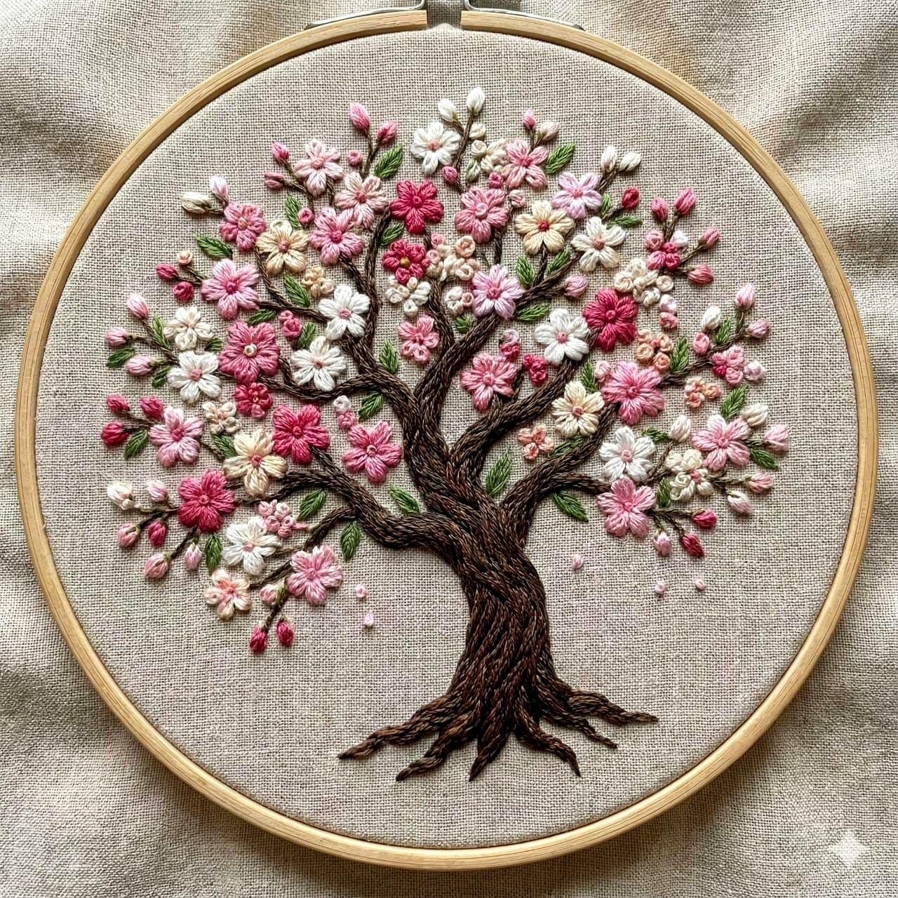 Cherry Blossom Hand Embroidery Design, Sakura Tree PDF Pattern (digital ...