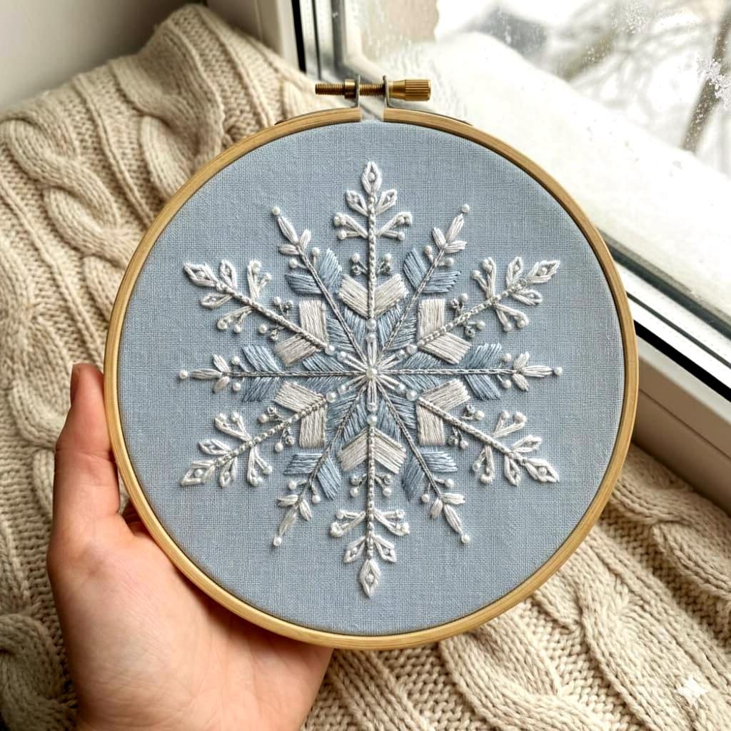 Snowflake Hand Embroidery Pattern, Winter Holiday Design (PDF) - Etsy