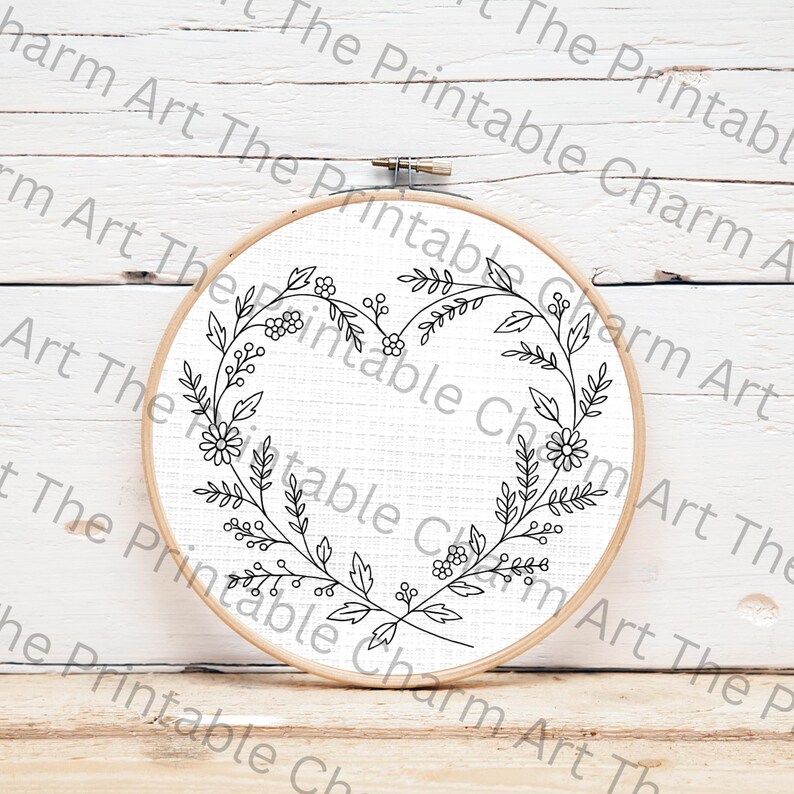 Dainty Heart Wreath Hand Embroidery Pattern, Beginner Friendly (PDF) - Etsy
