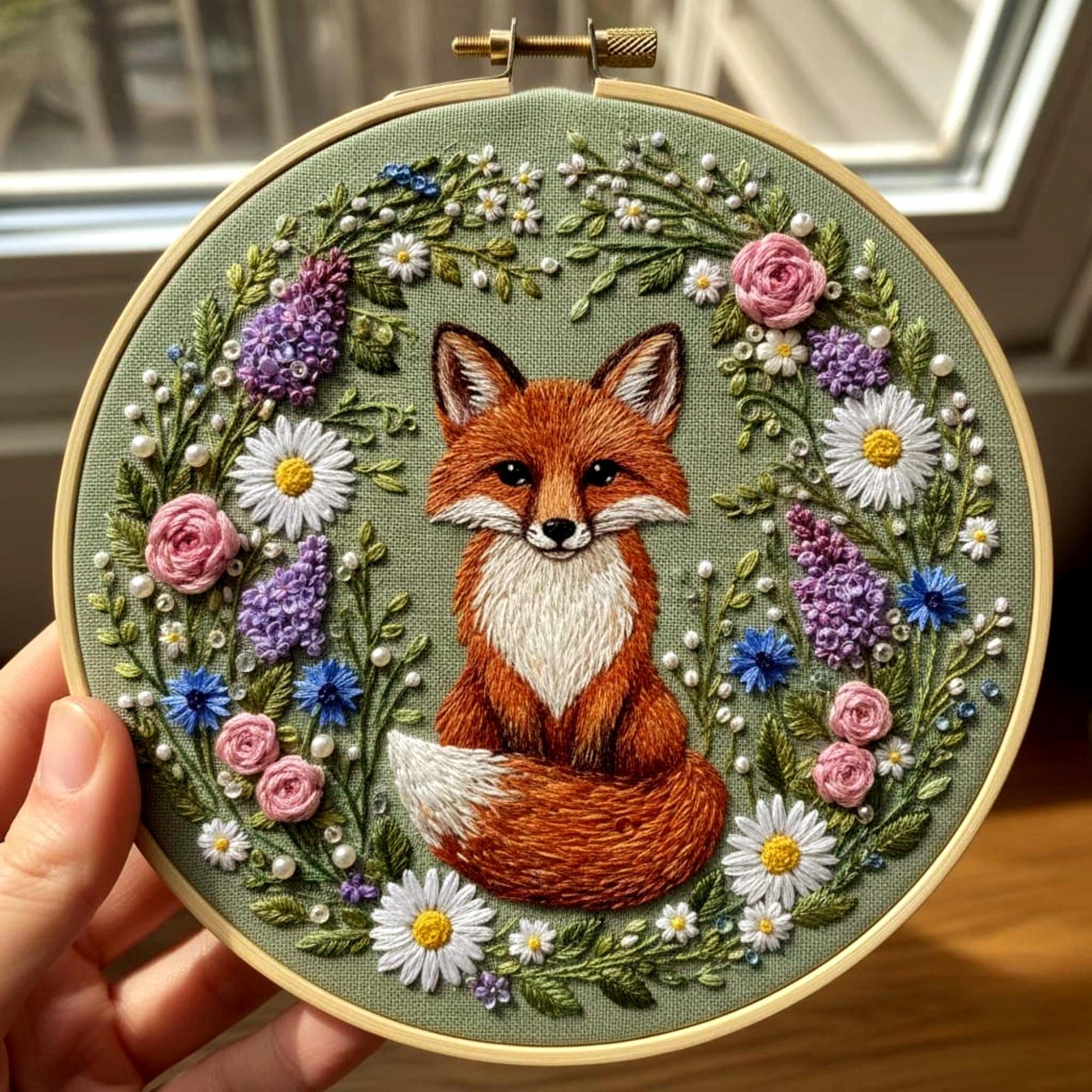 Woodland Fox Hand Embroidery Pattern, Floral Design (PDF) - Etsy