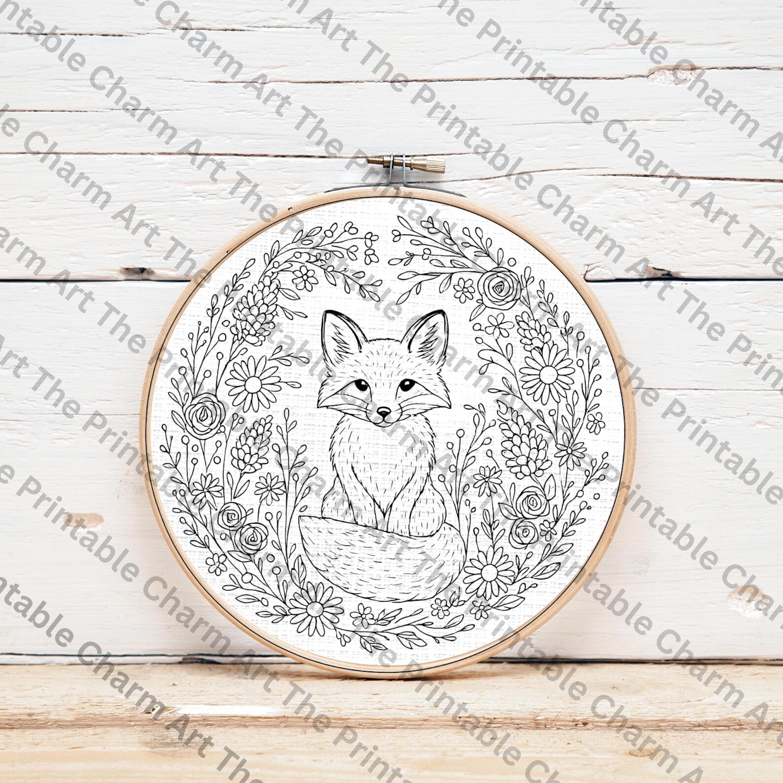 Woodland Fox Hand Embroidery Pattern, Floral Design (PDF) - Etsy