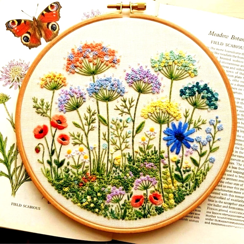 Wildflower Meadow Embroidery Pattern PDF – Botanical Floral Hoop Art - Etsy