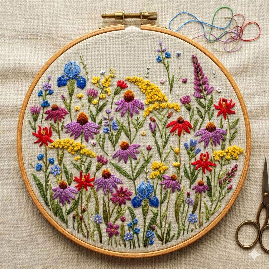 Wildebloom Pattern Program Wildflower Meadow Embroidery Pattern (PDF) – Botanical Floral Hoop ...