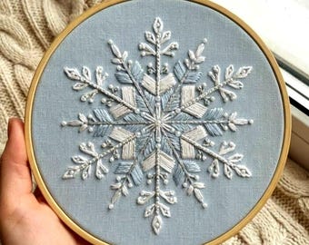 Snowflake Hand Embroidery Pattern, Winter Holiday Design (PDF)