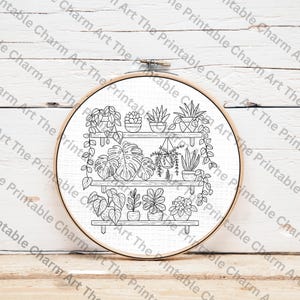 Houseplant Shelf Embroidery Pattern: Indoor Garden Design (PDF) image 2