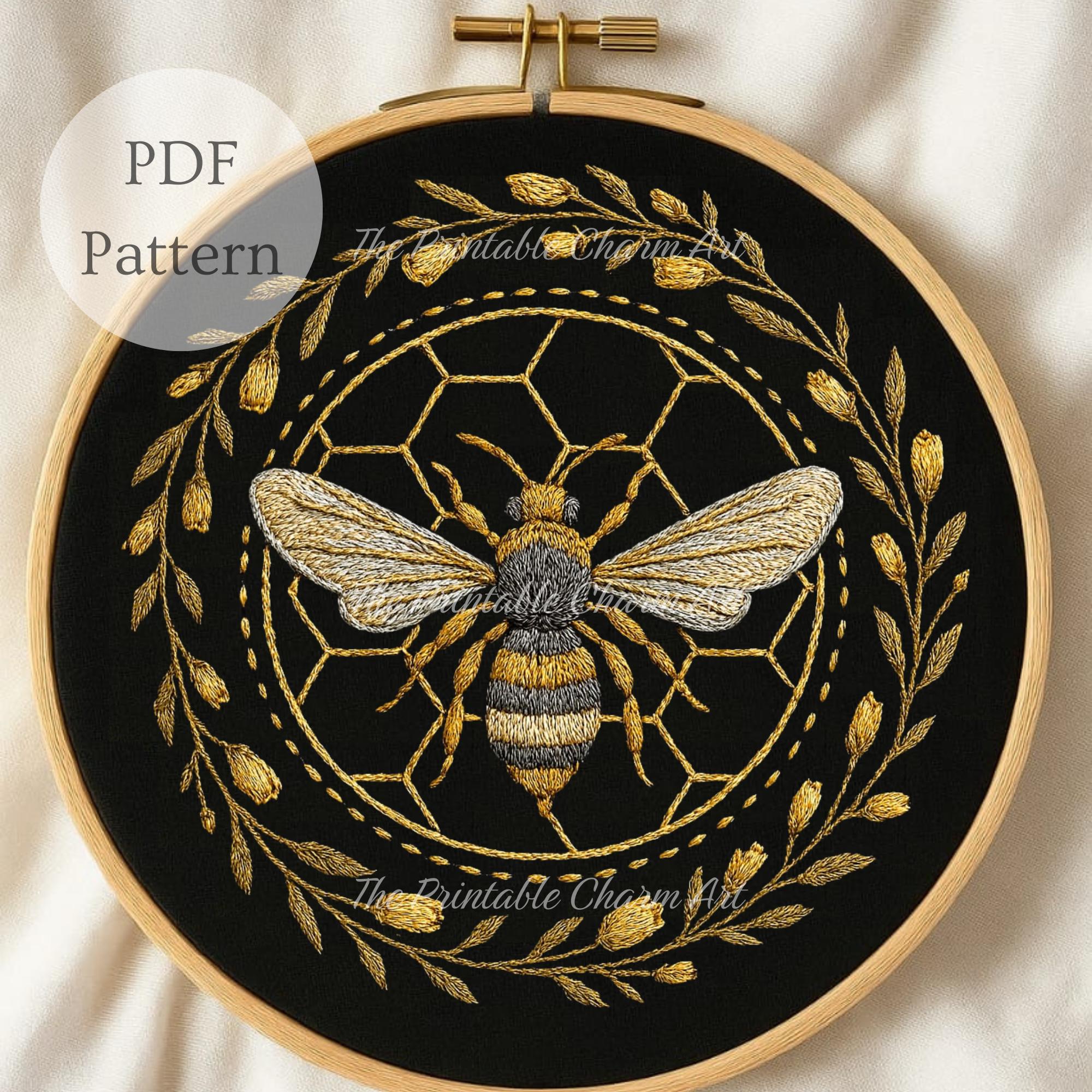 Bee Embroidery Pattern Bundle: 6 Honeybee Designs (PDF Download ...