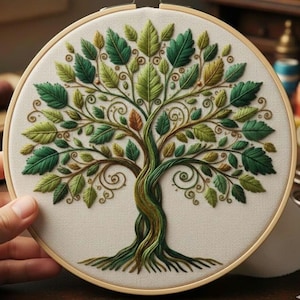 Tree of Life Hand Embroidery Pattern, Nature Hoop Art Design, Modern Botanical PDF Pattern