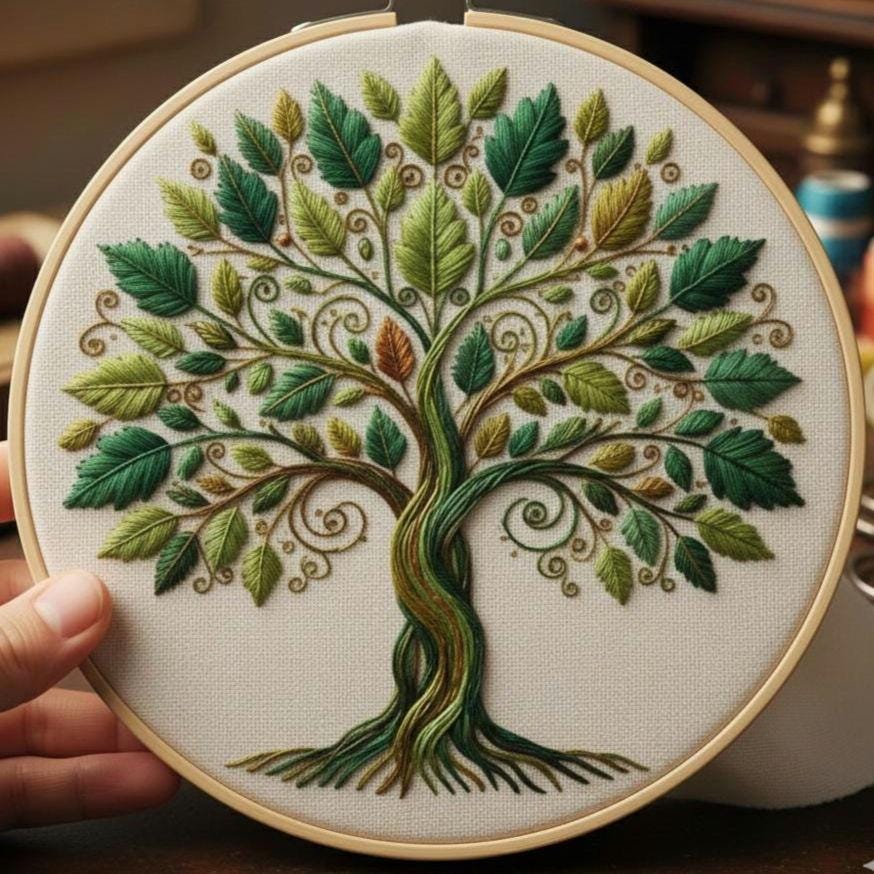 Tree of Life Hand Embroidery Pattern, Nature Hoop Art Design, Modern ...