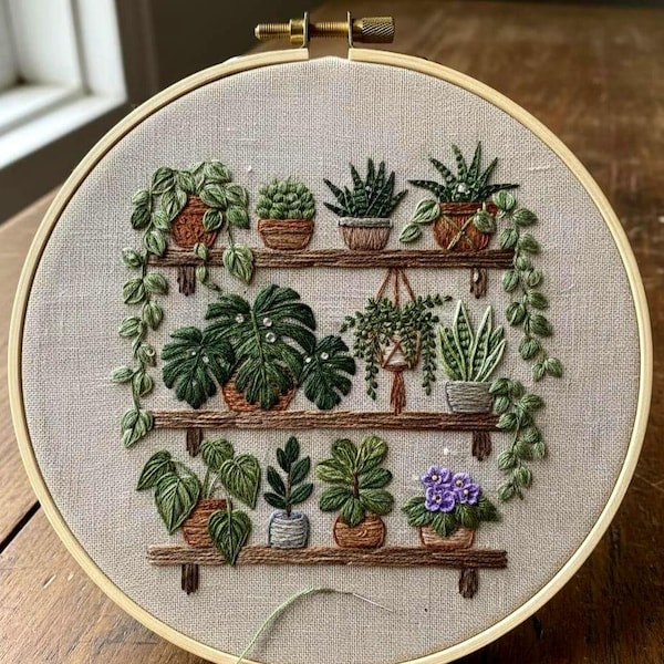 Zimmerpflanzenregal Stickdatei: Indoor Garden Design (PDF)