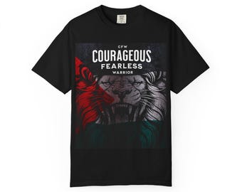 Courageous Fearless Lion graphic T-shirt | Bold Warrior