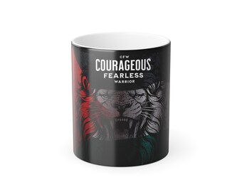 Courageous Fearless Lion Color Morphing Mug | 11oz Gaza Relief Warrior