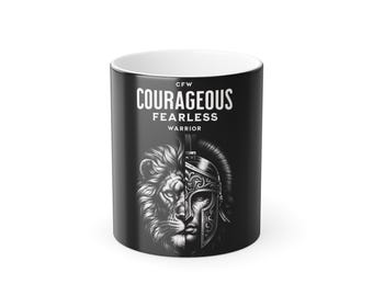 Courageous Fearless Warrior Coffee Mug – Inspirational Motivational Gift for Brave Men and Women, Perfect for spiritual Journey