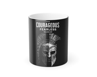 Courageous Fearless Warrior Coffee Mug – Inspirational Motivational Gift for Brave Men and Women, Perfect for Spiritual Journeys