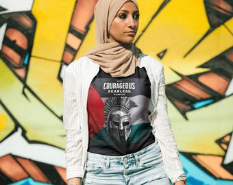 Courageous Fearless Warrior T-Shirt – Inspirational Motivational Shirt for Brave Men and Women, Gift for Spiritual Journey, Gaza Relief