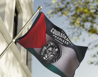 Courageous Fearless Warrior Flag – Inspirational Motivational Home or Outdoor Decor, Perfect Gift for Brave Men, Women, Gaza Relief