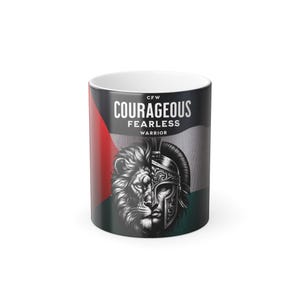 Courageous Warrior Color Morphing Mug, Inspire Strength, Unique Gift for Him, Motivational Coffee Cup, Brave and Fearless Design