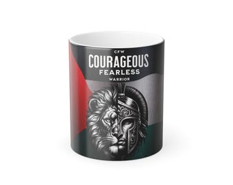 Courageous Fearless Warrior Coffee Mug – Inspirational Motivational Gift for Brave Men and Women, Perfect for Spiritual, Gaza Relief