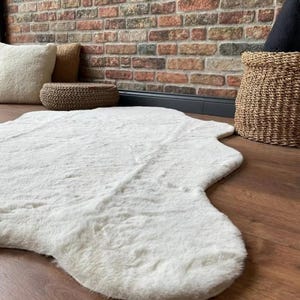 Weicher Kaninchenfell-Plüschteppich, Teppich für Schlafzimmer, Teppich für Kinderzimmer, Teppich für Wohnzimmer, runder Plüschteppich