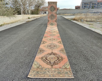 Tapis de passage long Heriz 2 x 24, tapis de passage persan 2 x 24, tapis de passage oushak, tapis de passage tribal antique kurde, tapis de passage turc 2 x 24, passage de couloir