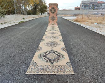 Tapis de passage Heriz 2 x 25, tapis de passage persan 2 x 25, tapis de passage extra long, tapis de passage herki 2 x 25, tapis de passage long vintage, tapis de passage maigre