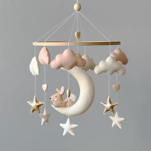 Moon and Stars Baby Crib Mobile: Handmade Nursery Decor