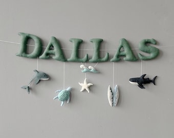 Custom Name Banner Ocean Nursery Decor - Personalized Baby Name Sign - Boy Name Garland - Felt Birthday Banner - Wall Decoration Banner