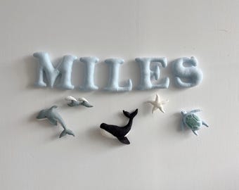 Ocean Name Garland - Custom Felt Banner - Baby Boy Nursery Decor - Personalized Name Sign - Under the Sea Wall Decoration
