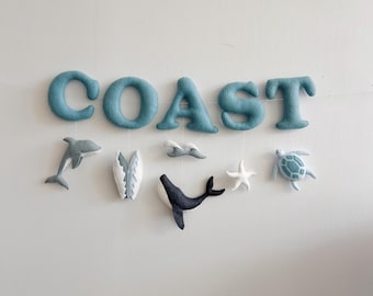 Custom Name Banner Ocean Nursery Decor - Personalized Baby Name Sign - Boy Name Garland - Felt Letter Banner - Baby Shower Wall Decor