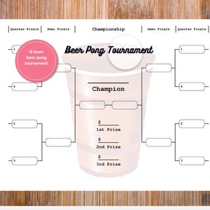 8 Team Printable Beer Pong Tournament Bracket