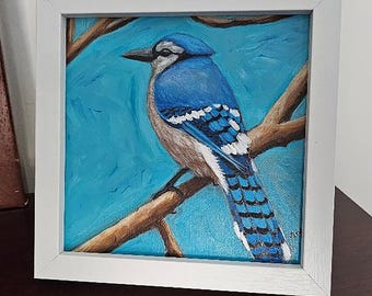 ブルージェイ 2025 No.1 、オリジナルアクリル画、13 x 17インチ