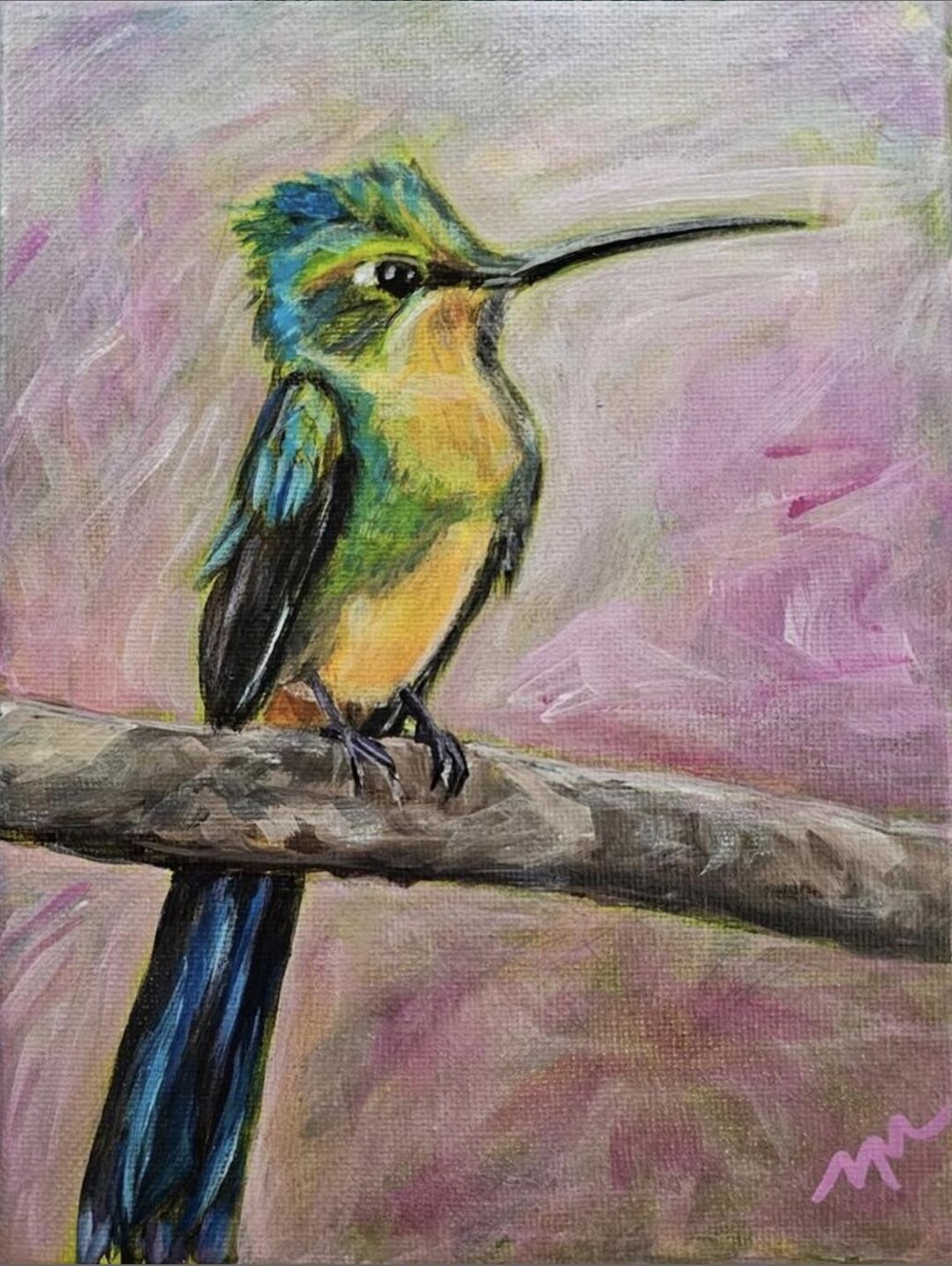 Original Hummingbird Painting 6x8 | Hand-painted Acrylic Bird Art - Etsy