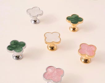 Brass Clover Leaf Grass Knobs Pulls/Nature Shell Drawer Knobs/Restaurant Decor Knobs/Flower Drawer Dresser KnobsPull/Furniture HardwareKnobs