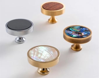 Ladegrepen met natuurlijke schelpen/luxe abalone schelpen dressoirknoppen/decoratieve dressoirknoppen/messing kastknoppen/moderne koperen hardware/StrangePull