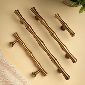 Solid Bamboo Kitchen Cabinets Handles/Clothing Cabinet Luxury Pulls/Dresser Pull/Handmade Kitchen Hardware/Furniture Drawer Knob Pulls