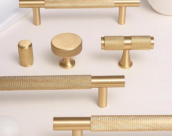 Gebürstetes Messing Gerändelten Schrankgriffe / Linear Massivmessing Schrankknäufe / Schrankgriffe / Schubladenknäufe / Küchenschrankknäufe Hardware