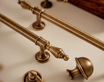 Solid brass cabinet pulls/Brass Kitchen Pulls/Brushed Brass Kitchen Cabinet Handles/brass knob/Knobs Drawer Pulls Handle Cabinet Hardware