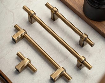 Aged Brass Cabinet Handles Pull/Bronze Wardrobe Door Pull/Retro Cupboard knobs and Pulls/Dresser Knobs and Pulls/Cabinet Hardware Pulls