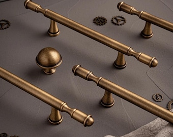 Verouderd messing keukengrepen trekt/massief messing kruk knop/antieke kastgrepen/ladegrepen/keukenkast trekt hardware