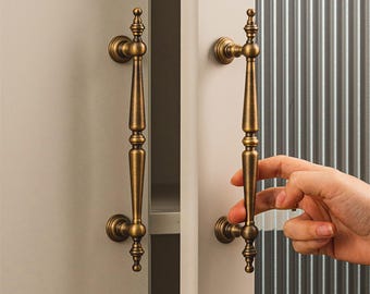 Brushed Brass Dresser Pulls/Vintage bronze Door Handles/ Kitchen Pulls/Wardrobe Drawer/Wardrobe Drawer Pulls/Solid Brass Cabinet Hardware