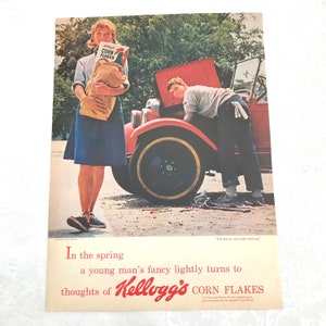 Vintage Original Magazine Ad Advertisement, Kellogg&#39;s Corn Flakes, 1964, 1960s, Food, Cereal