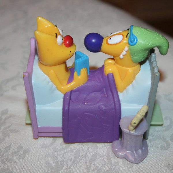 Vintage Burger King Toy, Nickelodeon, Cat and Dog, Cartoon, Figure, Toy, 1999, 1990s