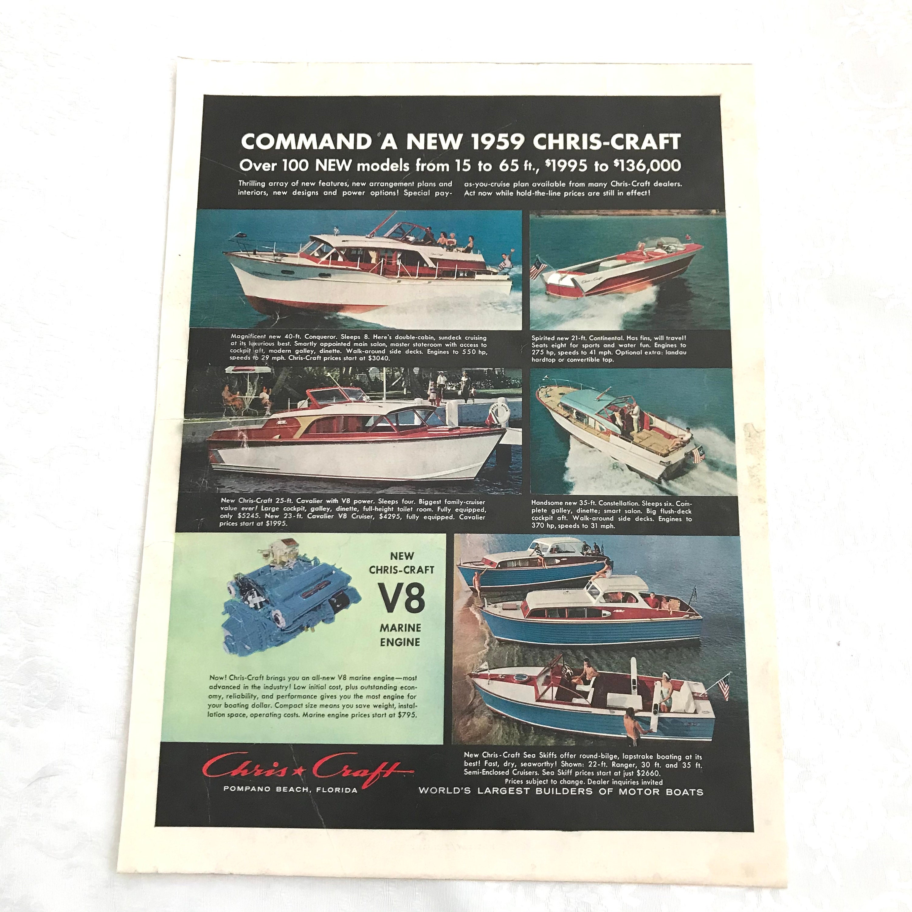 1959 Chris Craft Cavalier Line-Up White Ceramic Mug 1959 Chris Craft Cavalier Line-Up White Ceramic Mug
